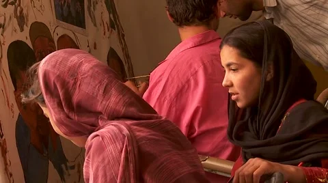 School children attend an art class in Kabul Afghanistan. Видео 1065940