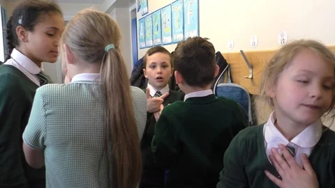 School children chatting in corridor Stock Footage 94012513