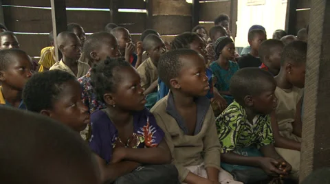School children, class, Makoko floating slum Stock Footage 38387543