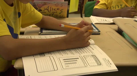 School children doing classwork (6 of 8) Stock Footage 32302321