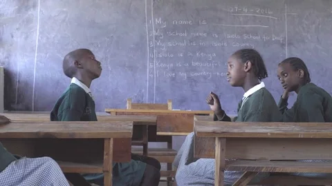 School children learning sign language. Deaf School. Kenya. Stock Footage 77089955