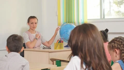 School children participating actively in class. Education, learning, high Stock Footage 131231947