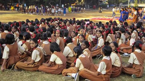 School children practicing annual function, chembur, mumbai, maharashtra, ... Stock Photos