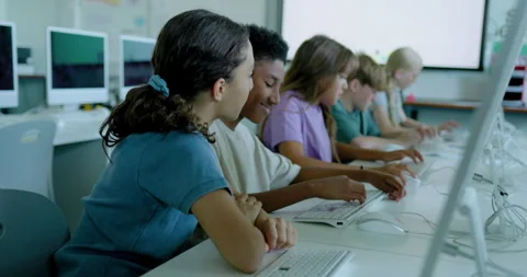 School Children in STEM Computer Classroom Stock Footage 286044168