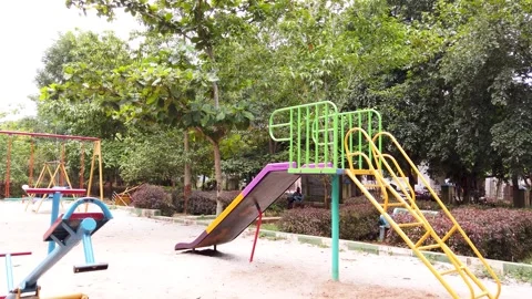 A School Children's Playground with objects in Mysuru, India. Stock Footage 293264462