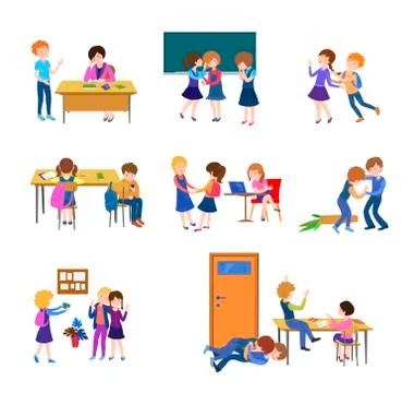 School class behavior set Stock Illustration