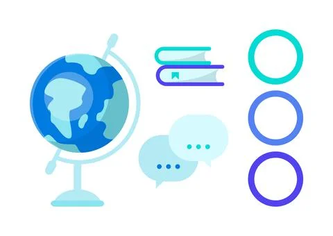 School class learning blue infographic chart design element set Stock Illustration