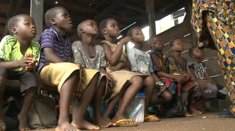 School class in Makoko floating slum Stock Footage 38386157