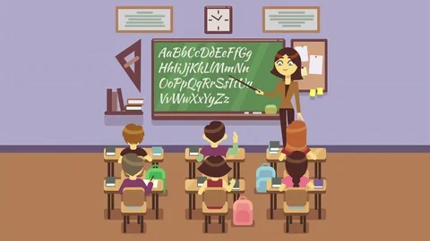 School class with pupils animation Stock Footage 69079074