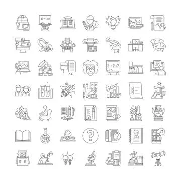 School classes linear icons, signs, symbols vector line illustration set Stock Illustration