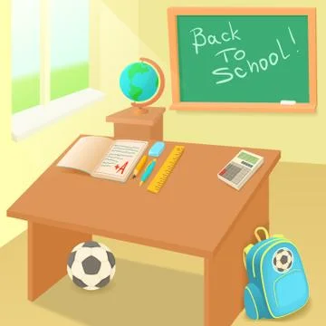School classroom in cartoon style 스톡 일러스트