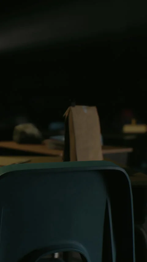 School classroom with empty chairs and desks at nighttime Stock Footage 341241824