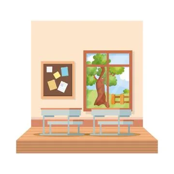 School classroom with window scene Stock Illustration