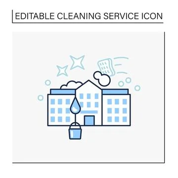 School cleaning line icon Stock Illustration