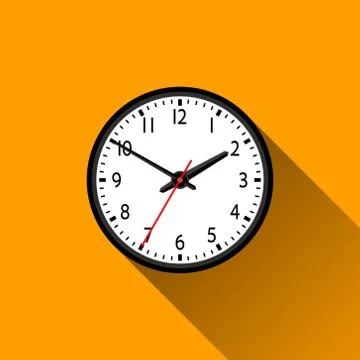 School Clock Flat Icon with Long Shadow, Vector Illustration Stock-Illustration