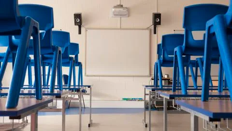 School closed. Empty classroom. Stock Photos