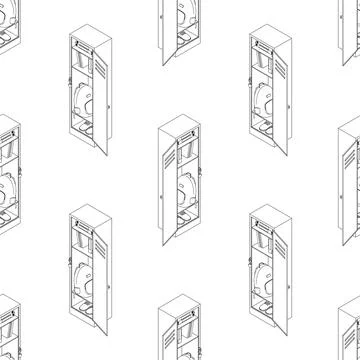 School closet line seamless pattern. Wardrobe, storage of personal belongings of Stock Illustration
