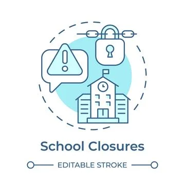 School closures soft blue concept icon Stock Illustration