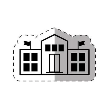 School college building thin line Stock Illustration