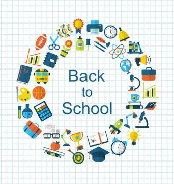 School Colorful Simple Objects and Elements イラスト素材