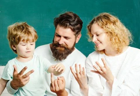 School community partnership models. Back to school. Family school. Educational Fotos Stock