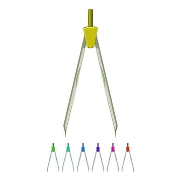School compass divider cartoon vector graphic sign color Stock Illustration