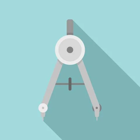 School compass icon, flat style Stock Illustration