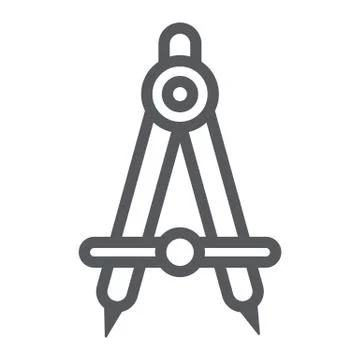 School compass line icon, architect and drafting, engineering equipment sign Stock Illustration