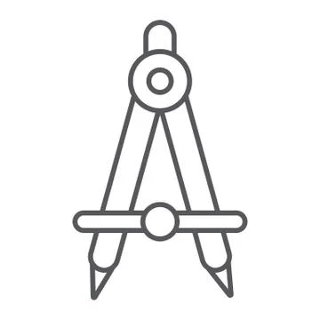 School compass thin line icon, architect and drafting, engineering equipment Stock Illustration