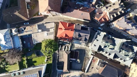 School complex with courtyard, playground and surrounding residential buildings Stock Footage 327083431