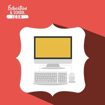 School computer inside frame design Stock Illustration
