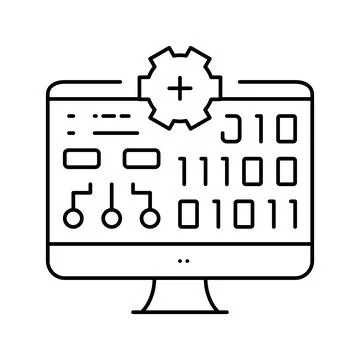 School computer line icon vector illustration Stock Illustration