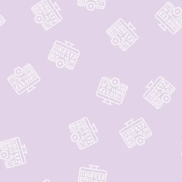 School computer line seamless pattern 스톡 일러스트