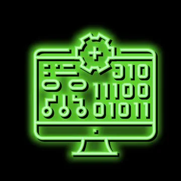 School computer neon glow icon illustration イラスト素材