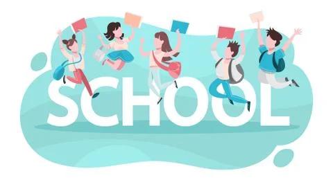 School concept. Children study and get education Stock Illustration