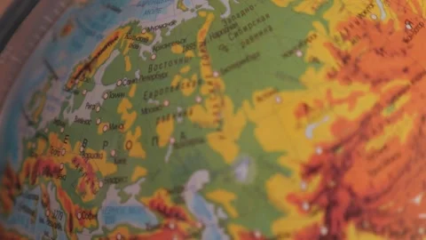 School concept, globe close-up with blur background Stock Footage 197534114