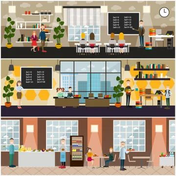 School concept vector flat poster set イラスト素材