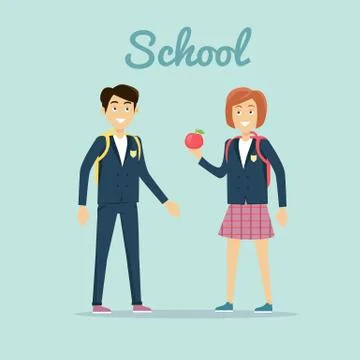 School Concept Vector Illustration In Flat Design 스톡 일러스트