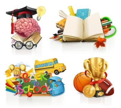 School concepts, 3d vector set Stock Illustration