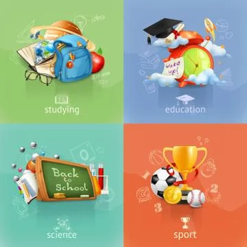 School concepts, vector set Stock Illustration