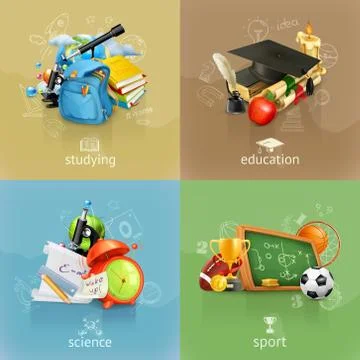 School concepts, vector set Stock Illustration