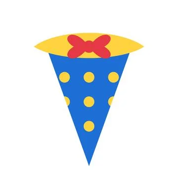 School cone Schultte with bow, flat icon Stock Illustration