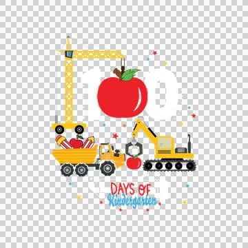 School Construction Theme equipment Working crane excavator Stock Illustration
