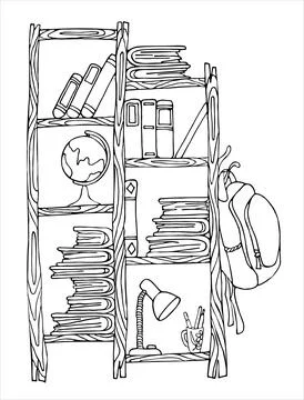 School corner. Order. Coloring. Vector Stock Illustration