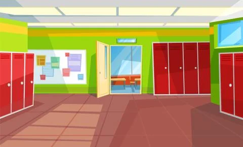 School Corridor Classroom Interior Style Hallway Illustrazione stock