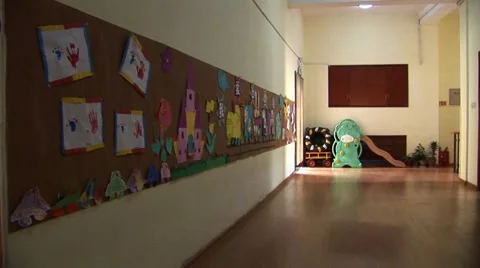 School Corridor Stock Footage 53337361