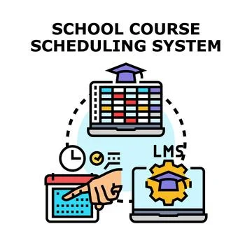School course scheduling system managing education programs Stock-Illustration