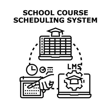 School course scheduling system managing education programs Stock Illustration