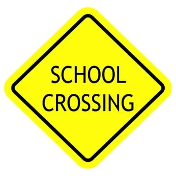 School crossing caution sign vector illustration Stock Illustration