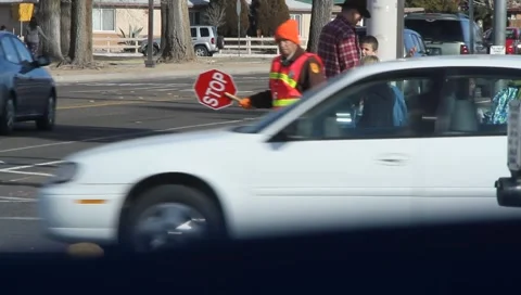 School Crossing Guard Stock Footage 1043500